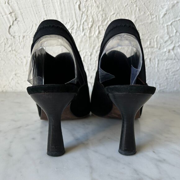 Donald J Pliner Malena Snip Toe Black Suede Slingback Heels - Women's Size 6.5 - Picture 5 of 9